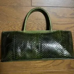 蛇皮　ハンドバッグ　グリーン