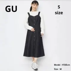 GU ジーユー　デニムフロントボタンジャンパードレス ネイビー　s