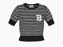 Bibiy. 半袖ストライプセーター BIBIY. 半袖 ストライプ ニット トップス フリーサイズ | Mercari