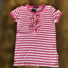 子供用 ラルフローレン ボーダー フリル Tシャツ ピンク 160