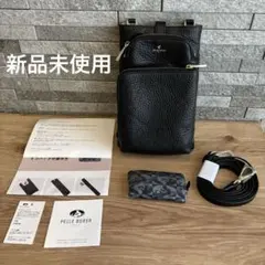 新品未使用✨PELLE BORSA ペレボルサスリムポシェット 黒 エコバッグ付
