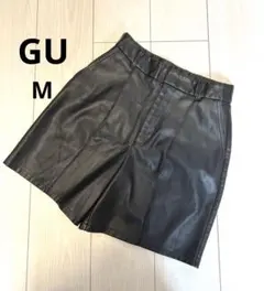 美品 GU Mサイズ 黒 レザー ショートパンツ レディース ブラック ボトムス