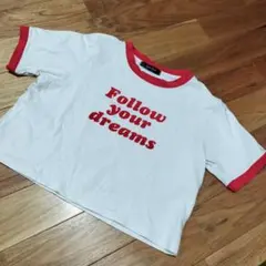 CHIP CLIP クロップドTシャツ ホワイト/レッド