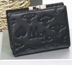 ブラック ヴィヴィアン柄 三つ折り財布-165