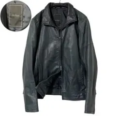 美品 テットオム レアカラー ゴートレザー シングルライダースジャケット 5 緑