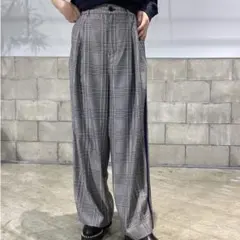 CHIGNON シニヨン チェックダブルラインワイドパンツ グレー ほぼ新品