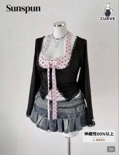 Sunspun CURVE ドット柄 レースアップ 長袖 トップス