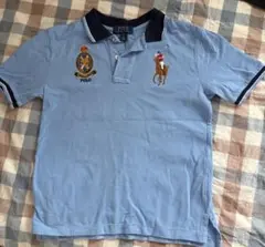 Polo水色 ポロシャツ 刺繍ロゴ付き