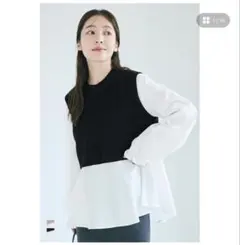 新品　coca ニットベストセットフレアブラウス　L