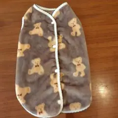 犬用フリースベスト XL クマ模様　前開き