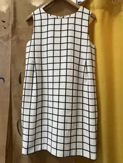 アーバンリサーチ ノースリーブ白黒チェック柄ワンピース