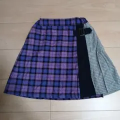 GU　アシンメトリックチェックスカート　140cm　女の子