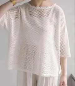PUAL CE CIN ピュアルセシンハーフスリーブメッシュプルオーバーのサムネイル