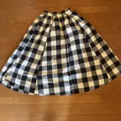 フレアスカート ブラック・ホワイト チェック