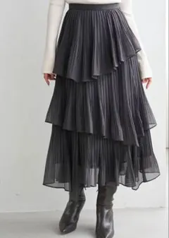 snidelSustainableプリーツティアードロングスカスカート