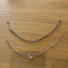 シルバー チェーンブレスレット ビーズ付き