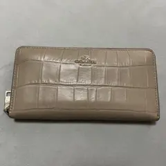coach コーチ　長財布　クロコ型押し　ベージュ