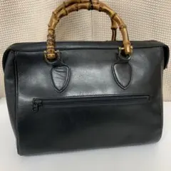 バンブー　レザー　ミニボストンバッグ　ブラック 革