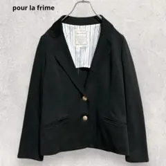 プーラフリーム テーラードジャケット 黒 M 金ボタン レトロ風 個性的