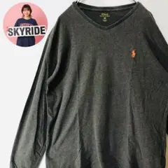 【美品】POLO RALPH LAUREN ポニー刺繍 ロンT グレー M 古着