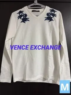 VENCE EXCHANGE ホワイト Vネック 長袖カットソー