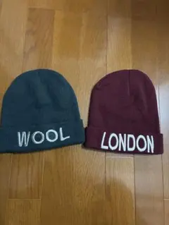 P*o様 ニット帽　2点セット グレー ワインレッド