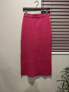 Re:EDIT ピンク リブ編み タイトスカート ロング丈