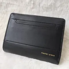 【美品!】マスターピース☆折り財布 glossシリーズ ブラックレザー 小銭入付のサムネイル