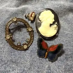 ヴィンテージブローチ　ピンバッチ　4点セット　まとめ