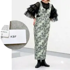 新品タグ付 KBF サイドオープン ジャガードワンピース 38 グレー系 完売品