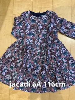 Jacadi花柄長袖ワンピース 128cm - メルカリ