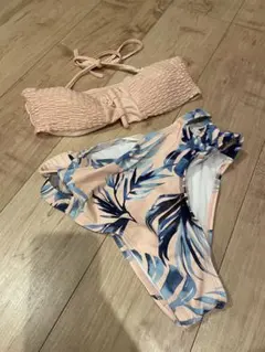ピンク フローラルプリント セパレート水着