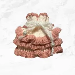 ハンドメイド 巾着 ポーチ フリル 編み物