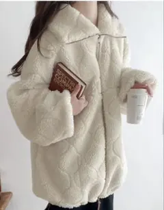 classicalelf ビッグカラーキルティングダブルジップボアブルゾン