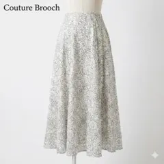 クチュールブローチ 花柄ロングスカート M 裏地付 春夏 ウエストゴム きれいめ