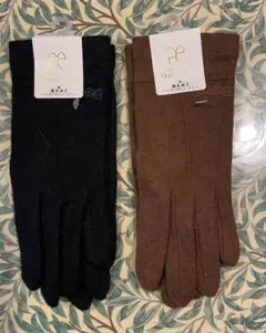 【2色セット】新品　Élégance SA Paris 撥水加工手袋 茶色　黒のサムネイル