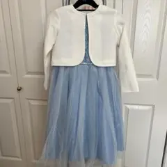 水色 フォーマルドレス 長袖ジャケット付き