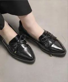 aimoha ポインテッドトゥ厚底キルトローファー