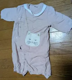 petit main 猫の顔ロンパース 長袖