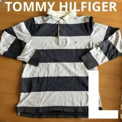 TOMMY HILFIGER ストライプ長袖ポロシャツ L ボーダー