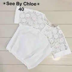 See By Chloe シーバイクロエ 半袖ブラウス 花柄レースホワイト 40のサムネイル