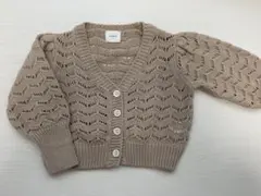 MONBEBE ベージュ ブラウン カーディガン S レース編み