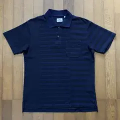 UNIQLO 半袖 ポロシャツ ドライカノコ ボーダー ネイビー Mサイズ