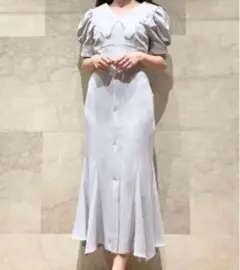 snidel エンブロイダリーホワイトカラーマーメイドワンピース