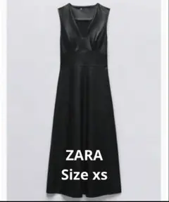 ZARA フェイクレザー ワンピース XS ブラック ノースリーブ
