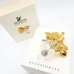 2941-4 保存箱付き✨SWAROVSKI ブローチ　ぶどう