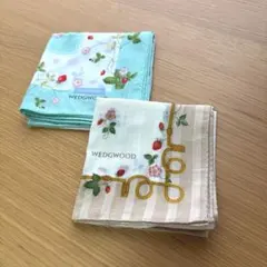 WEDGWOOD ハンカチ 2枚セット　苺柄　綿100% 大判