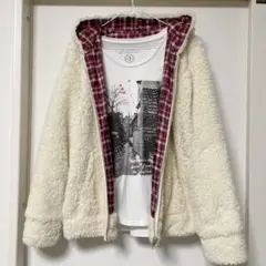 SIX STAR リバーシブル　アウター　ジャケット　ボアフード & ロンT