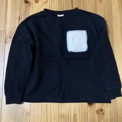 GU 黒 トレーナー ファーポケット付き　130センチ