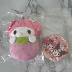マイメロディ ぬいぐるみキーホルダー 刺繍缶バッジセット
